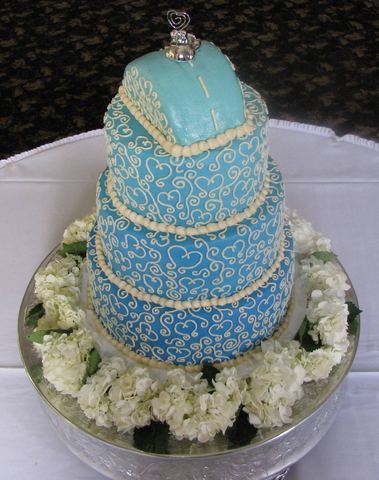 Blue Scrollwork — handmade cakes
