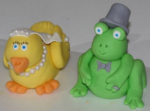 Bride Duck and Groom Frog — handmade cakes