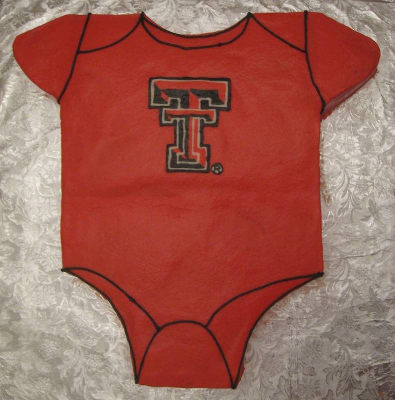 Texas Tech Onesie — handmade cakes, baby shower theme