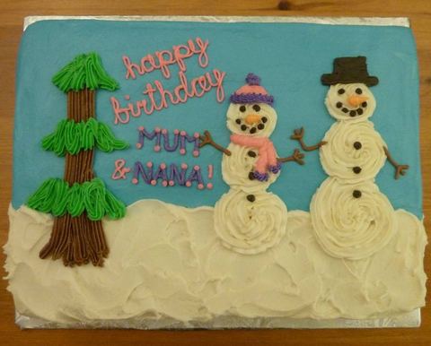Snowman Birthday — handmade cakes